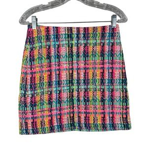 MARCS Size 6 Hot Neon Pink Teal Tweed Mini Skirt‎